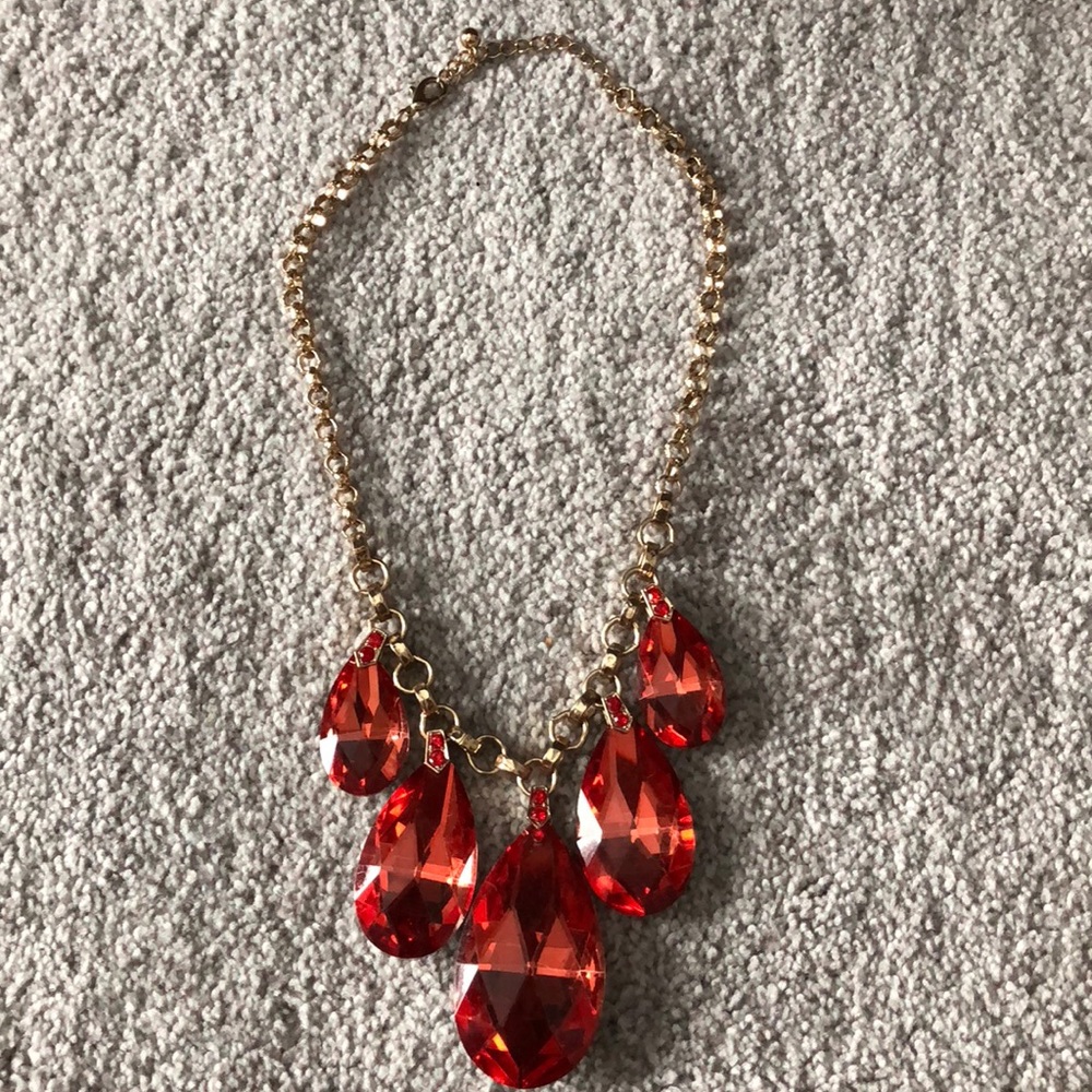 Large orange stone statement necklace